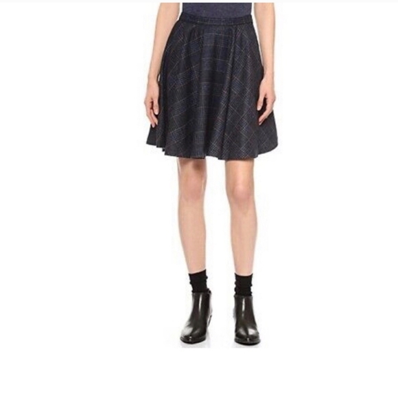 Joie "Ivanna" Women's Plaid Wool Flare Skirt Size M - Picture 1 of 12